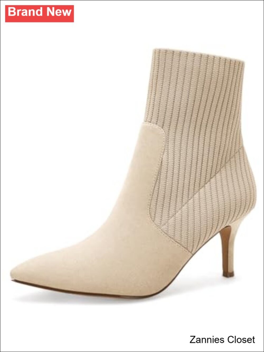 ✨ Pointed Toe Ankle Boots Stiletto Kitten Heel Knit Faux Suede Winter Sock